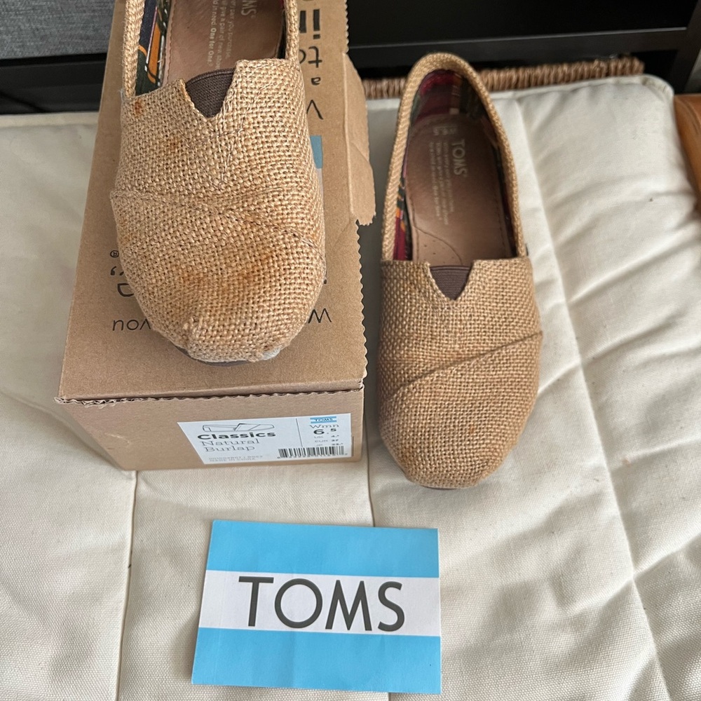 TOMS Natural Burlap Slip-Ons